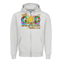 Dove Grey with god all things are possible summer Zipper Hoodie - AdoDesignShop