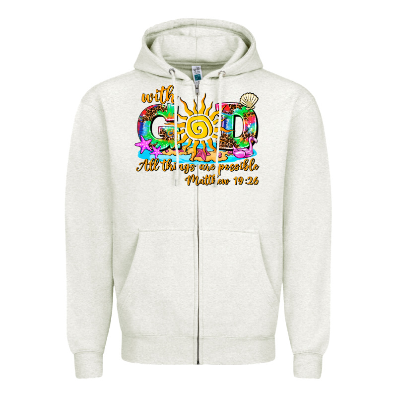 With God All Things Are Possible Summer Zipper Hoodie by AdoDesignShop | Teevron