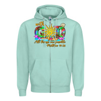 Seafoam with god all things are possible summer Zipper Hoodie - AdoDesignShop