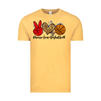 Vintage Mustard peace love basketball Vintage Tee - Zillion Design Studio