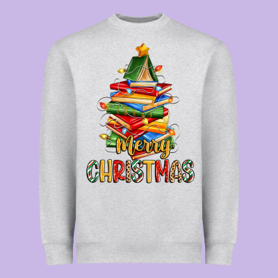 Book Christmas Tree Merry Christmas Heavyweight Sweatshirt Designed By Zillion Design Studio