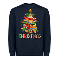 Navy book christmas tree merry christmas Heavyweight Sweatshirt - Zillion Design Studio