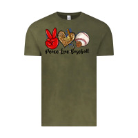 Vintage Olive peace love baseball Vintage Tee - Zillion Design Studio