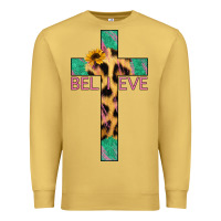 Antique Gold Believe Cross Premium Sweatshirt - Jasminsmagicworld