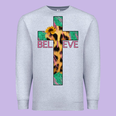Believe Cross Premium Sweatshirt Designed By Jasminsmagicworld