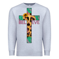 Heather Grey Believe Cross Premium Sweatshirt - Jasminsmagicworld