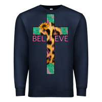 Navy Believe Cross Premium Sweatshirt - Jasminsmagicworld