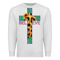 Oatmeal Heather Believe Cross Premium Sweatshirt - Jasminsmagicworld