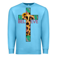 Ocean Blue Believe Cross Premium Sweatshirt - Jasminsmagicworld