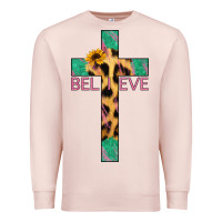 Pale Pink Believe Cross Premium Sweatshirt - Jasminsmagicworld