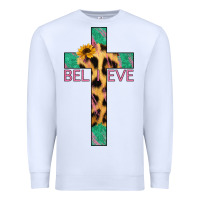 White Believe Cross Premium Sweatshirt - Jasminsmagicworld