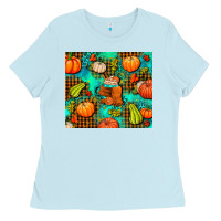 Baby Blue pumpkin spice and pumpkin Ladies Tee - AdoDesignShop