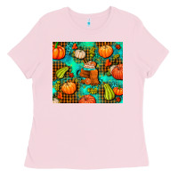 Bubblegum Pink pumpkin spice and pumpkin Ladies Tee - AdoDesignShop