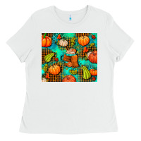 White pumpkin spice and pumpkin Ladies Tee - AdoDesignShop