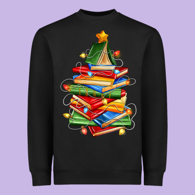 Book Christmas Tree Heavyweight Sweatshirt Designed By Zillion Design Studio