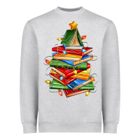 Heather Grey book christmas tree Heavyweight Sweatshirt - Zillion Design Studio