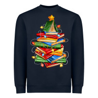 Navy book christmas tree Heavyweight Sweatshirt - Zillion Design Studio