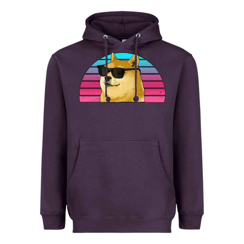 Doge Coin Bitcoin Hodl Retro Sunset Heavyweight Hoodie by Jasminsmagicworld | Teevron
