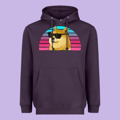 Doge Coin Bitcoin Hodl Retro Sunset Heavyweight Hoodie Designed By Jasminsmagicworld