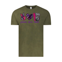 Vintage Olive peace love race Vintage Tee - texasbilliewilder