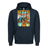 Navy fall farm tractor air freshener Zipper Hoodie - Artiststas