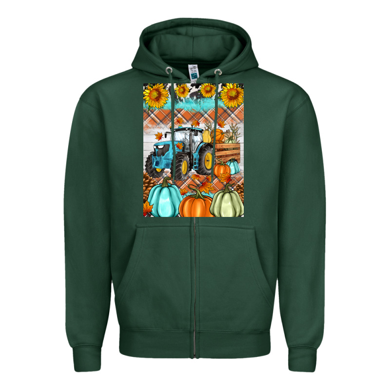 Fall Farm Tractor Air Freshener Zipper Hoodie by Artiststas | Teevron