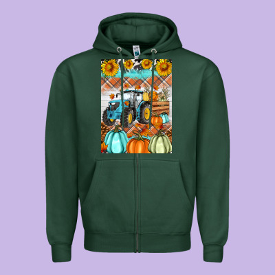 Fall Farm Tractor Air Freshener Zipper Hoodie Designed By Artiststas