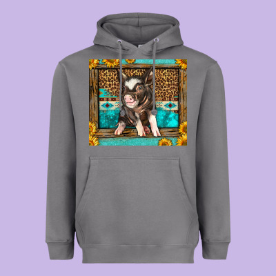 Western Cute Pig Heavyweight Hoodie Designed By Lillyallendesigns