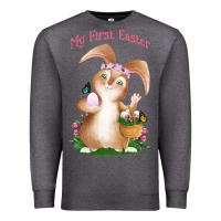 Charcoal Heather Babies First Easter Girls Premium Sweatshirt - Jasminsmagicworld