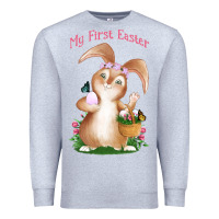 Heather Grey Babies First Easter Girls Premium Sweatshirt - Jasminsmagicworld