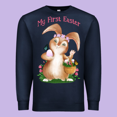 Babies First Easter Girls Premium Sweatshirt Designed By Jasminsmagicworld