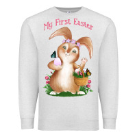 Oatmeal Heather Babies First Easter Girls Premium Sweatshirt - Jasminsmagicworld