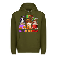 Army Green happy hallothanksmas Premium Hoodie - MaliasSmallBusiness