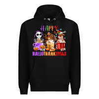 Black happy hallothanksmas Premium Hoodie - MaliasSmallBusiness