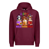 Burgundy happy hallothanksmas Premium Hoodie - MaliasSmallBusiness