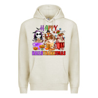 Oatmeal Heather happy hallothanksmas Premium Hoodie - MaliasSmallBusiness