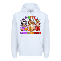 White happy hallothanksmas Premium Hoodie - MaliasSmallBusiness