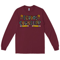 Burgundy school counselor Long Sleeve Tee - CowhideDigitalArt