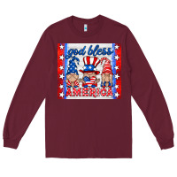 Burgundy god bless America gnomes Long Sleeve Tee - HRA Design Shop
