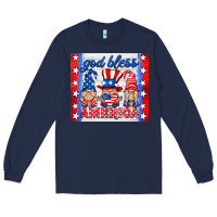 Navy god bless America gnomes Long Sleeve Tee - HRA Design Shop