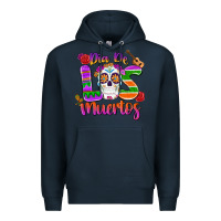 Navy dia de los muertos Premium Hoodie - MaliasSmallBusiness