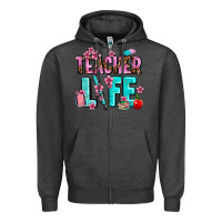 Charcoal Heather teacher life Zipper Hoodie - AdoDesignShop