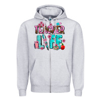 Heather Grey teacher life Zipper Hoodie - AdoDesignShop