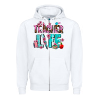 White teacher life Zipper Hoodie - AdoDesignShop