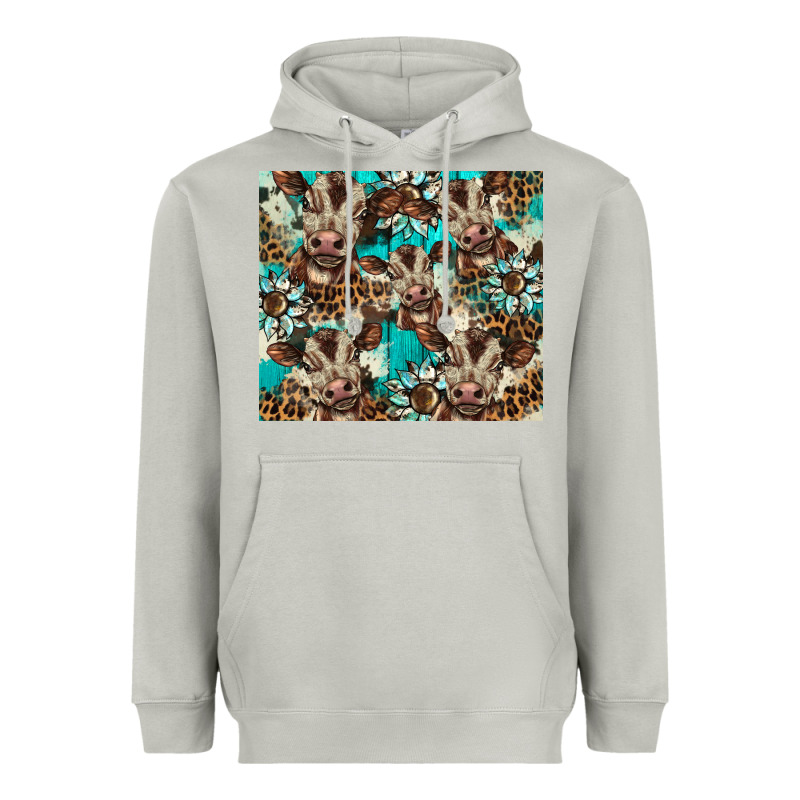 Western Cowhide Sunflower Baby Cow Heavyweight Hoodie by BarkalooDesign | Teevron