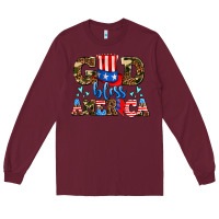 Burgundy god bless america Long Sleeve Tee - AdoDesignShop