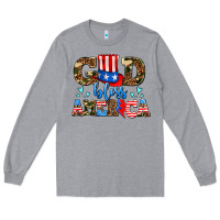 Heather Grey god bless america Long Sleeve Tee - AdoDesignShop