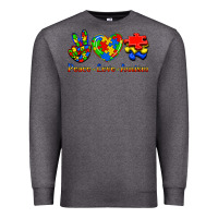 Charcoal Heather Peace Love Autism Premium Sweatshirt - Jasminsmagicworld