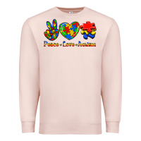 Pale Pink Peace Love Autism Premium Sweatshirt - Jasminsmagicworld