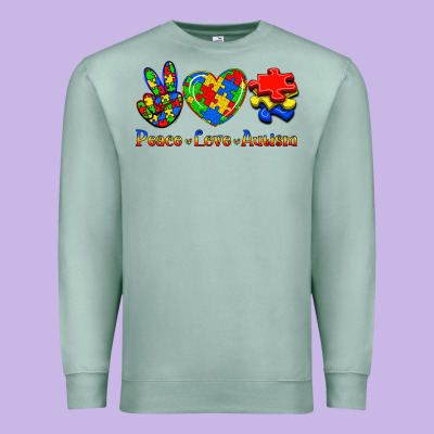Peace Love Autism Premium Sweatshirt Designed By Jasminsmagicworld